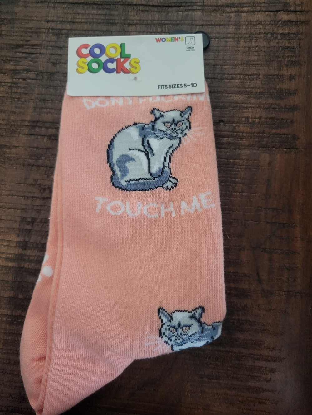 Cool Socks Women's Peach Cat Socks - 'Don't *F* Touch Me'